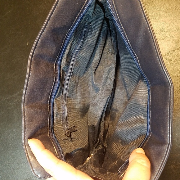 3 for $20 - Navy 80s Zipper Oversize Clutch Purse - Picture 3 of 5